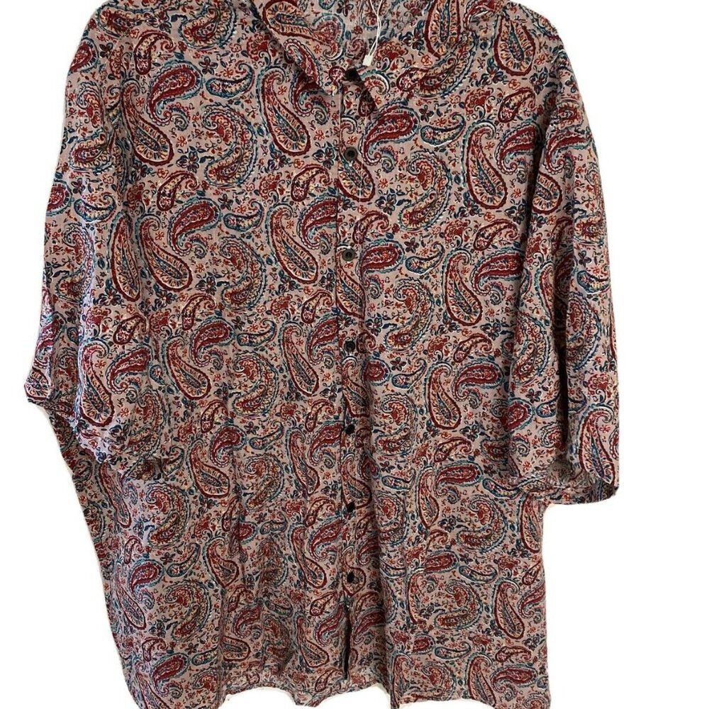 VATPAVE Hawaiian Paisley Short Sleeve Men's Button Down Beach Shirt Sz XXXL NWOT